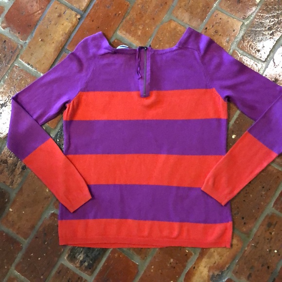 Ann Taylor LOFT Long Sleeve Color Block Zip Back Lightweight Sweater szM - Picture 7 of 12